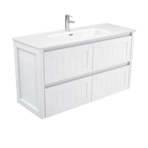 HAMPTON Satin White Wall Hung Vanity