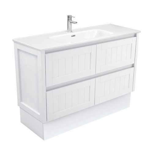HAMPTON Satin White Vanity on Kickboard