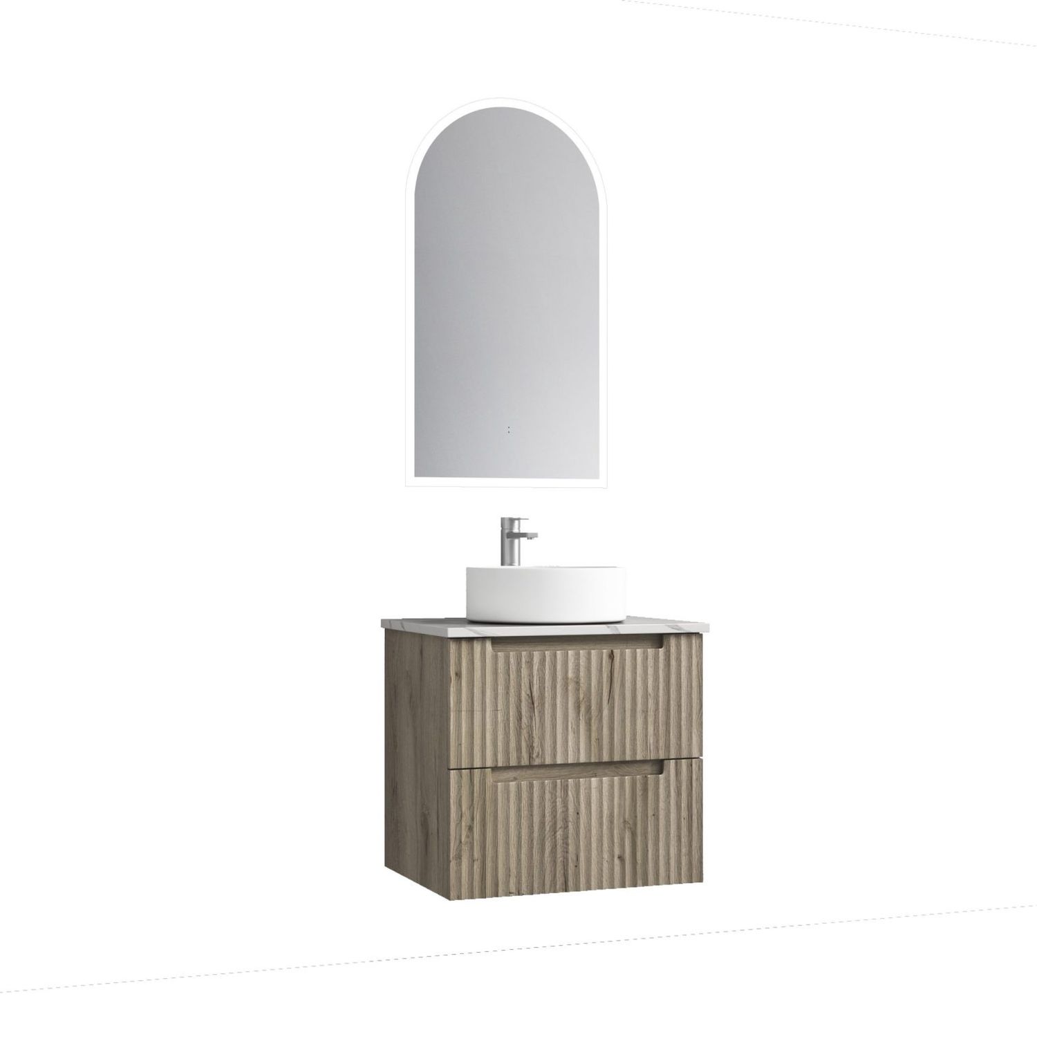 Tuscana Wall Hung Vanity Unit, Size: 600mm, Top: Cato Flat Stone Top