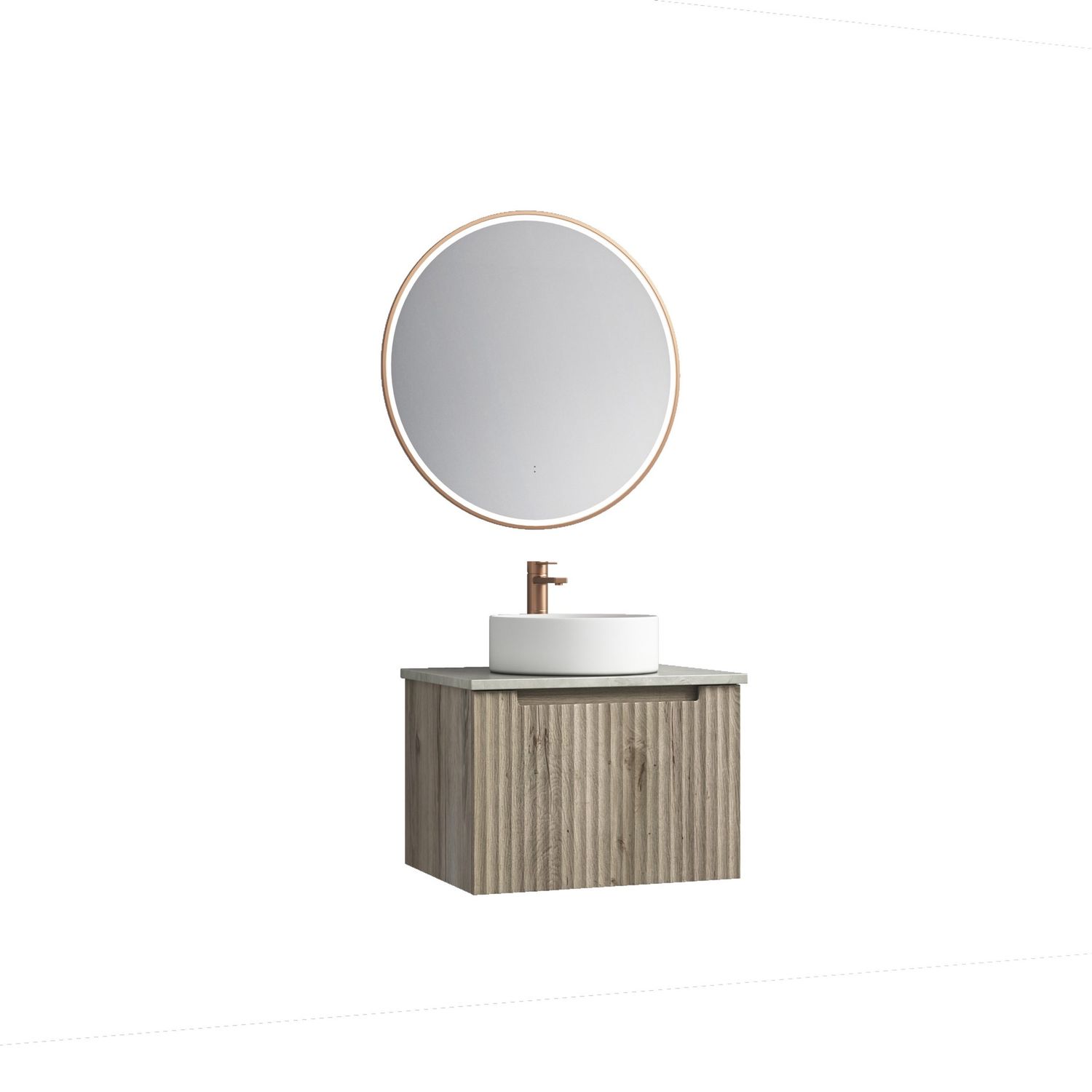 Calder Wall Hung Vanity Unit, Size: 600mm, Top: Cato Flat Stone Top