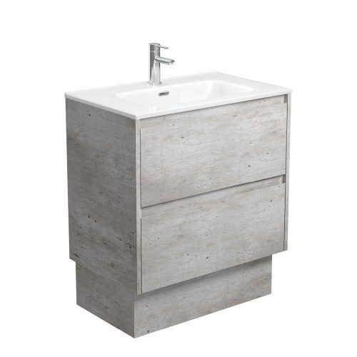 AMATO Industrial  - Vanity On Kickboard, Option: 1 Taphole, Size: 750mm, Top: Joli Gloss Ceramic