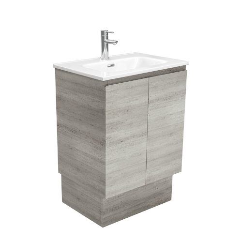EDGE Industrial - Vanity On Kickboard, Option: 1 Taphole, Size: 600mm, Top: Joli Gloss Ceramic
