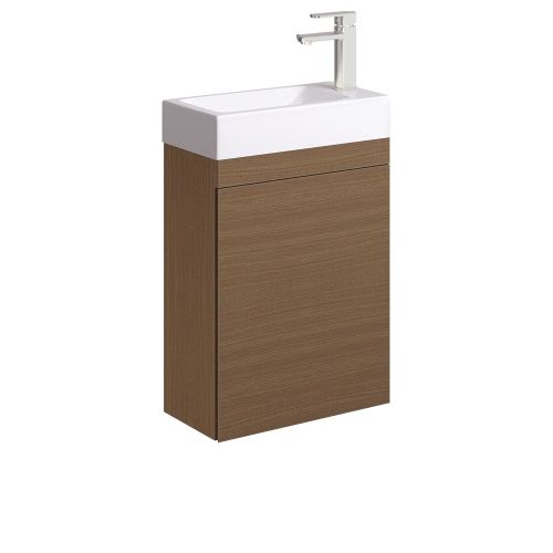 Denzel Edge 450, Colour: Walnut, Finish: Wall Hung, Top: Vitreous China Top without Overflow