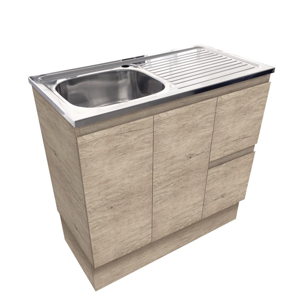 EDGE Citi Vanity on kickboard, Finish: Scandi Oak, Option: 1 Taphole, Size: 900mm