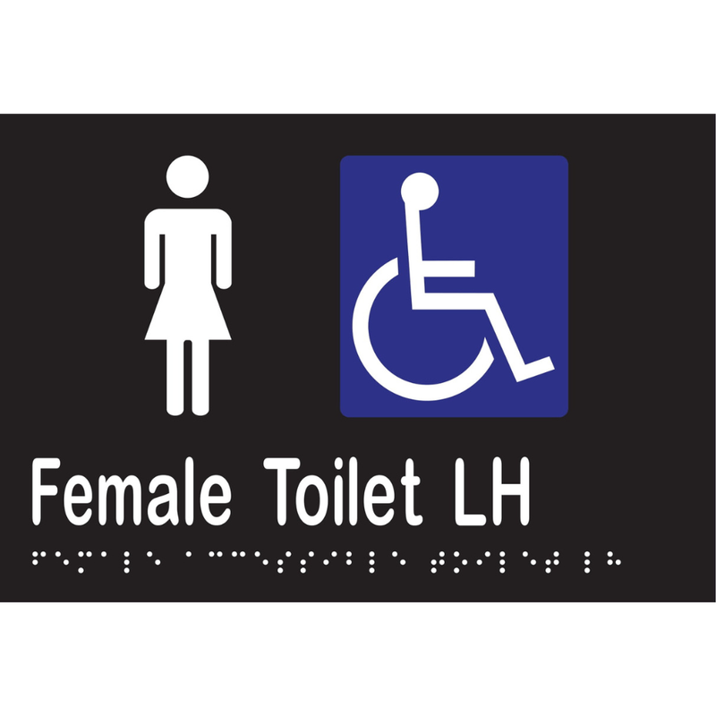 Vinyl Female Acc Toilet LH Braille Sign