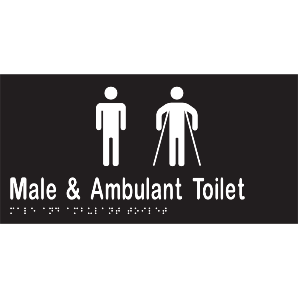 Vinyl Male &amp; Ambulant Tlt Braille Sign, Finish: Black with White Infill