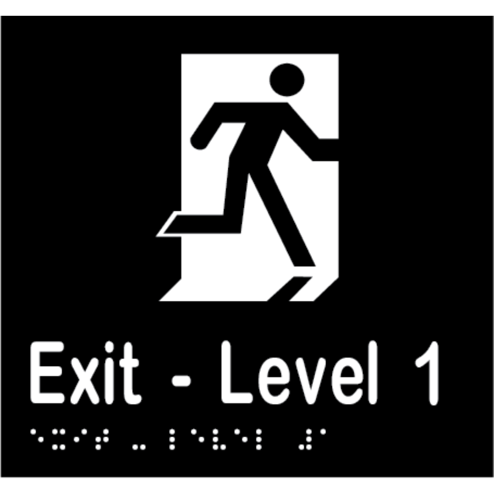 Vinyl Exit Level # Sign, Finish: Black with White Infill