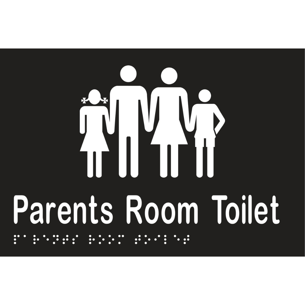 Vinyl Parents Room Toilet Sign, Finish: Black with White Infill