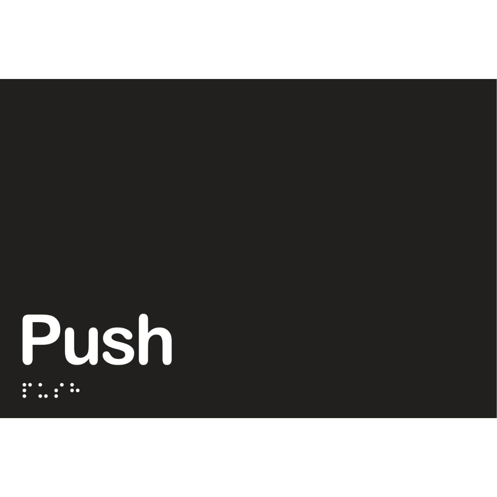 Vinyl Push Sign Braille, Finish: Black with White Infill