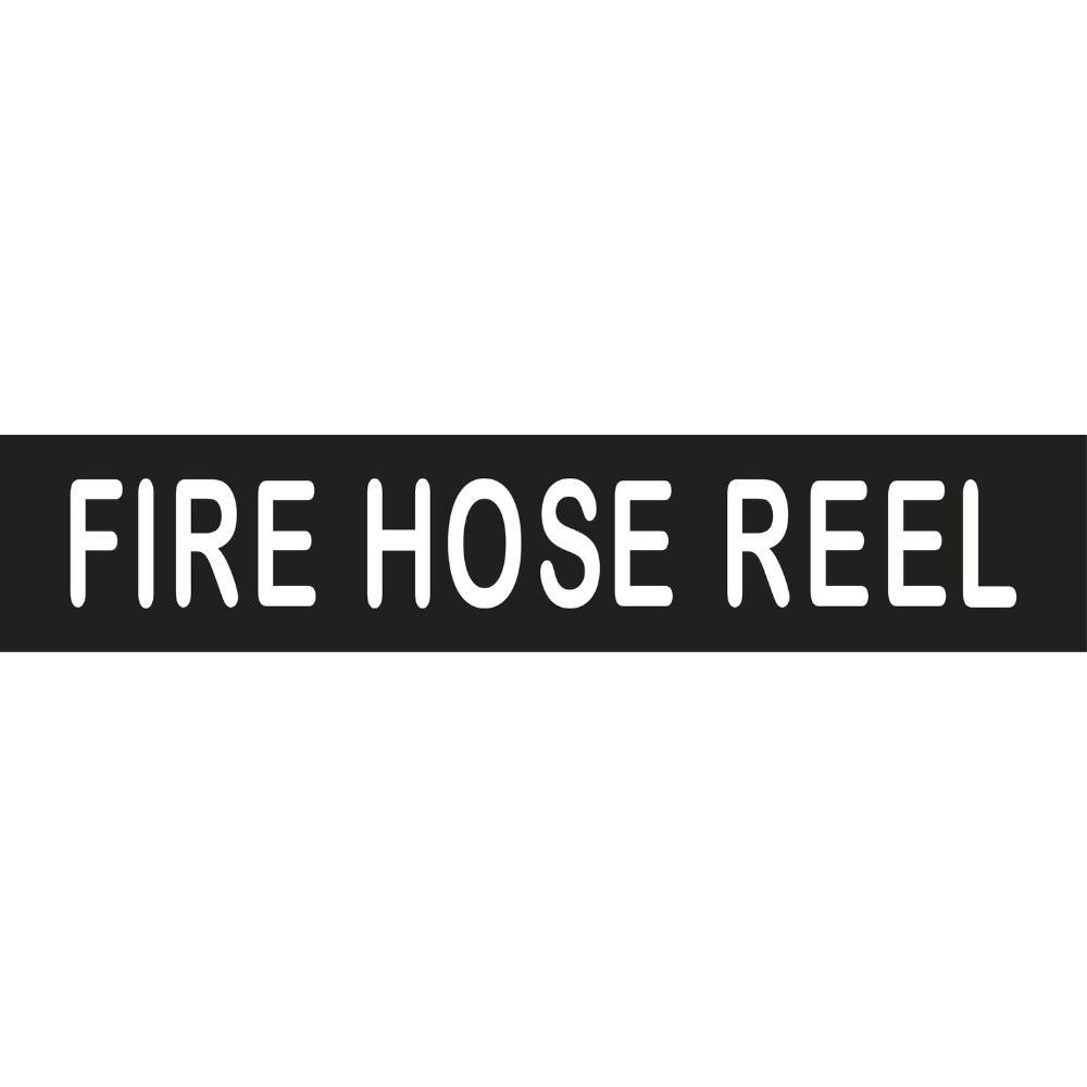 Vinyl Fire Hose Reel Sign, Finish: Black with White Infill