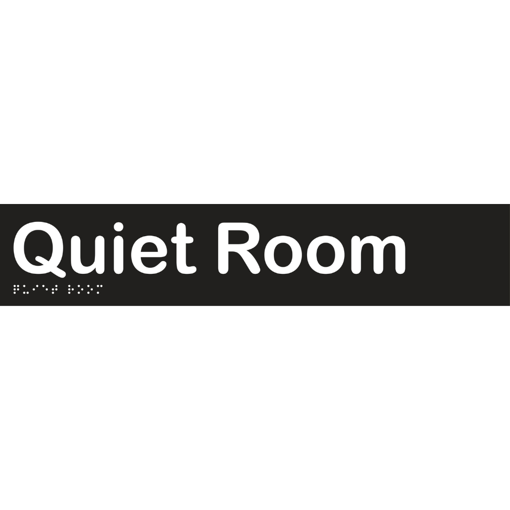 Vinyl Quiet Room Braille Sign, Finish: Black with White Infill