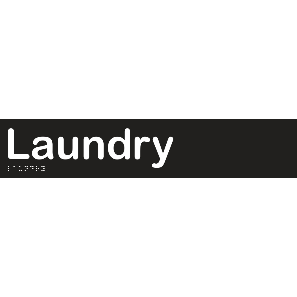 Vinyl Laundry Braille Sign, Finish: Black with White Infill