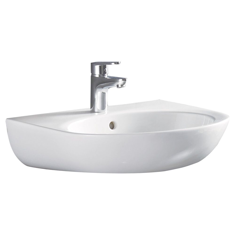 Stella Care Wall Hung Basin, Option: 1 Tap Hole, Type: No Integral Shroud