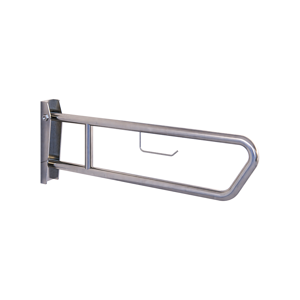 Drop Down Grab Rail &amp; Toilet Roll Holder, Finish: Stainless Steel