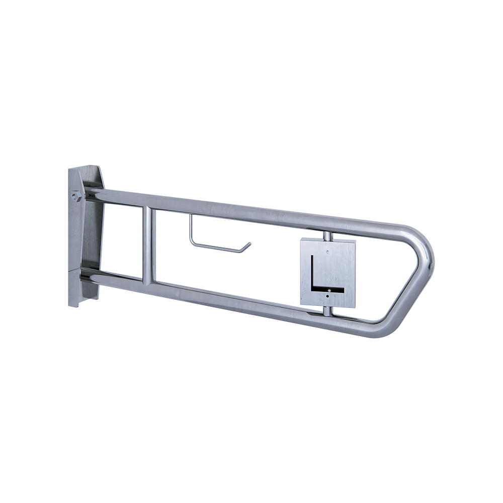 Drop Down Grab Rail Universal NC Toilet Roll Holder, Finish: Stainless Steel