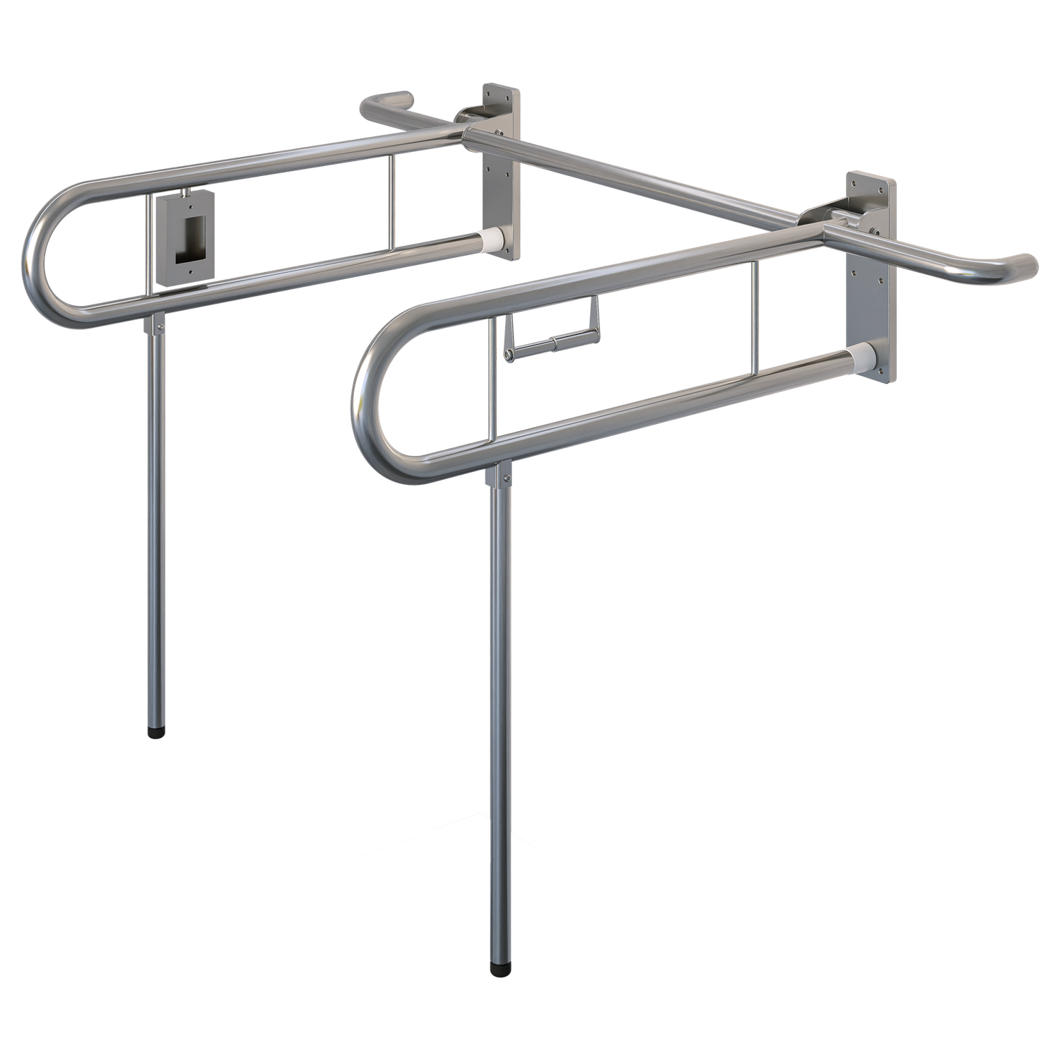 Bariatric Twin Drop Down Grab Rails with a Nurse Call and Toilet Roll Holder
