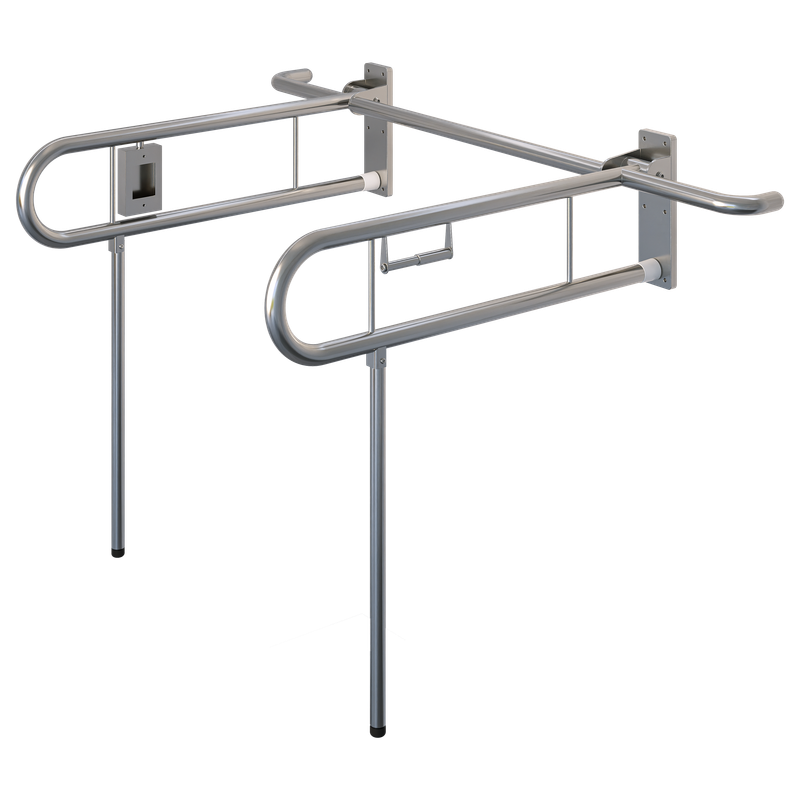 Bariatric Twin Drop Down Grab Rails with a Nurse Call and Toilet Roll Holder