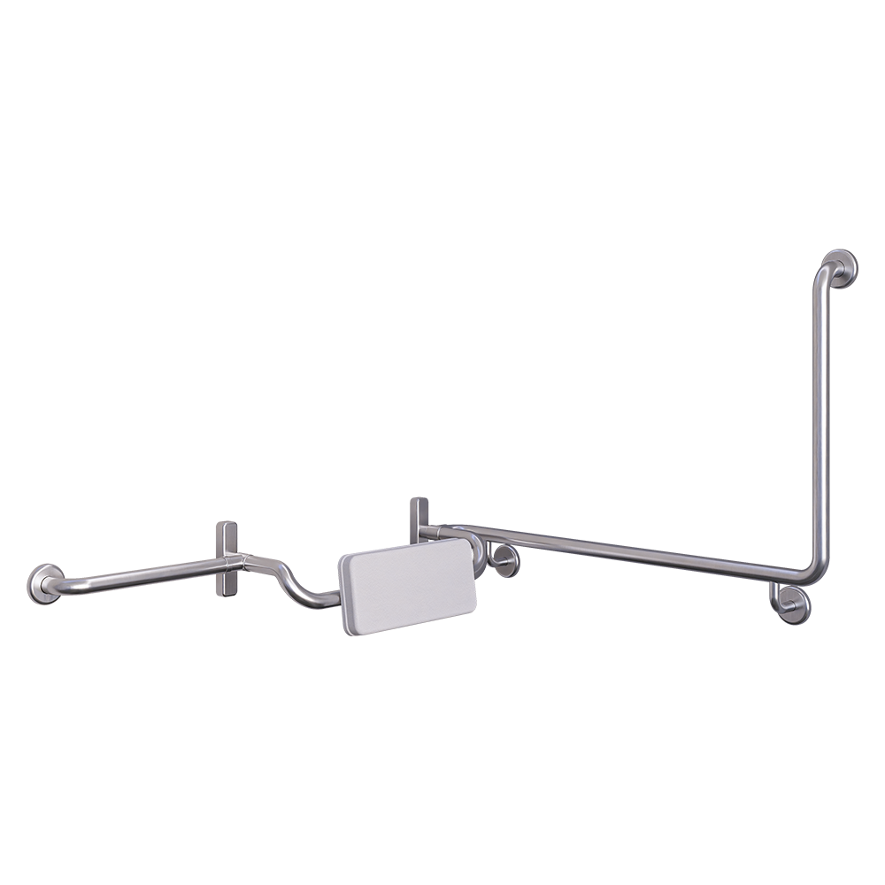 Accessible 90°Grab Rail and Back Rest Set, Finish: Padded Backrest, Option: Left-Hand