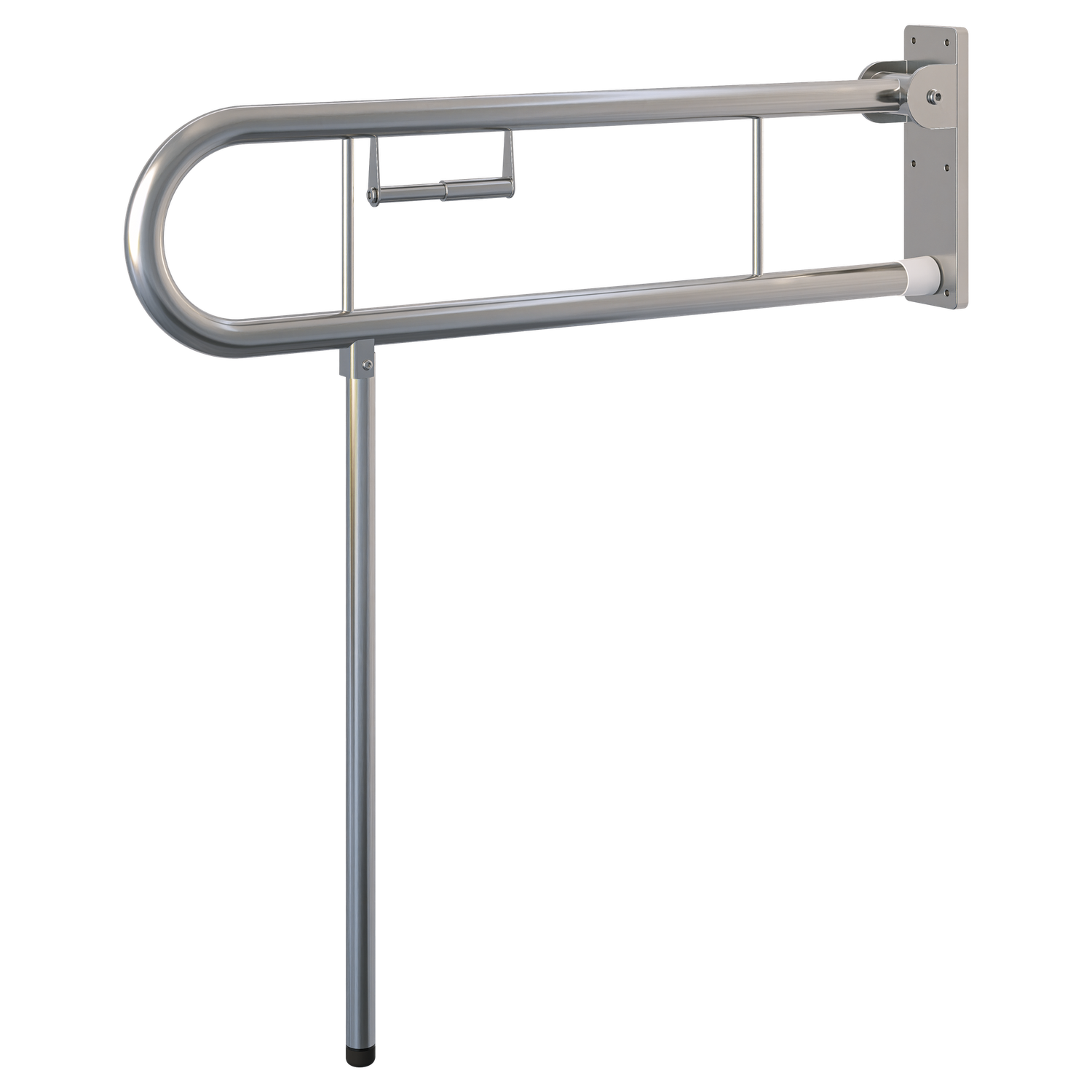 Bariatric Drop Down Grab Rail with Toilet Roll Holder and Drop Down Leg