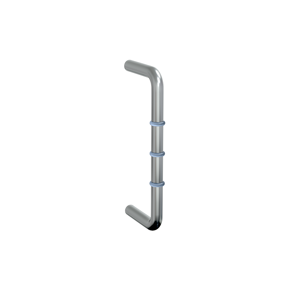 “D” Handle, Finish: Stainless Steel with Clear Stoppers, Size: 128mm