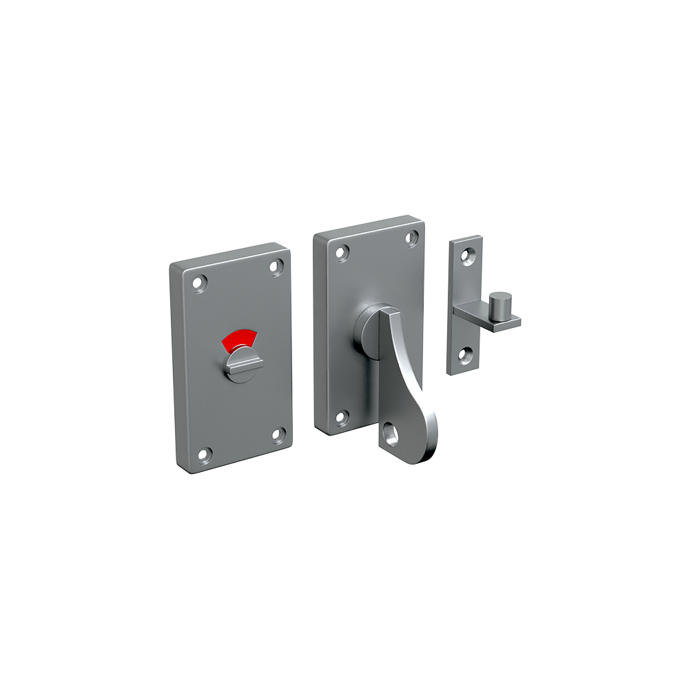 Sliding Door Indicator and Lock, Finish: Polished Aluminium