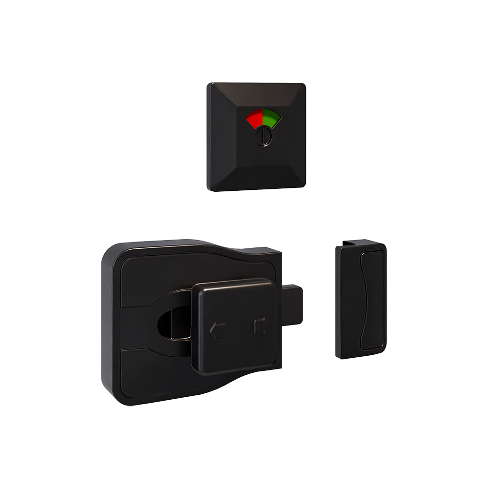 Moda Series Emergency Release Slide Lock and Indicator Set, Finish: Designer Black