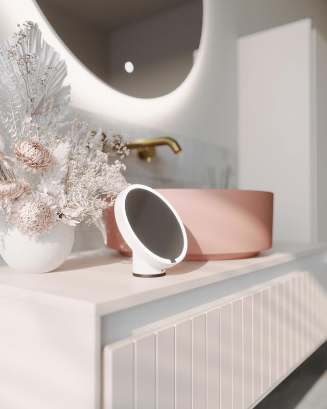 Modern Soft Rectangle: Round Rectangle Wall Mirror with Portable Magnifier
