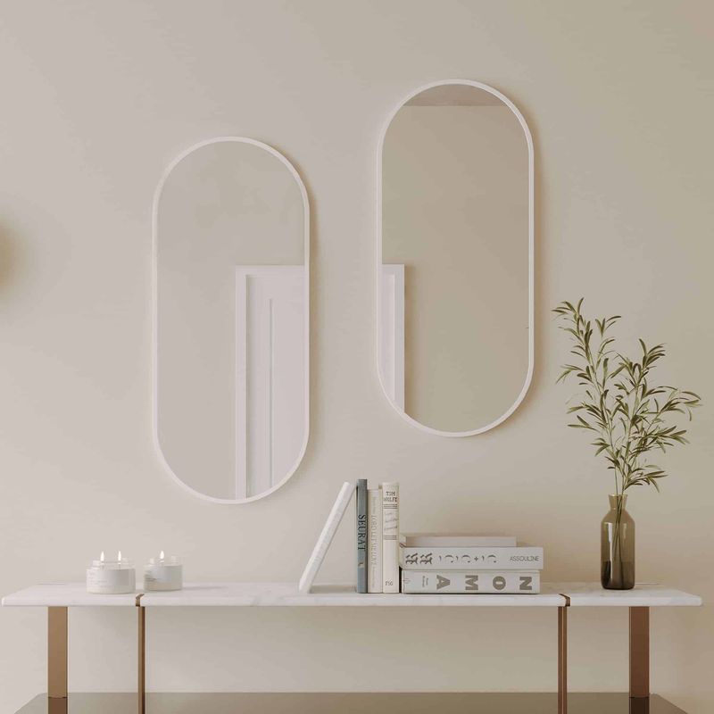 Modern Oblong Mirror with Portable Magnifier