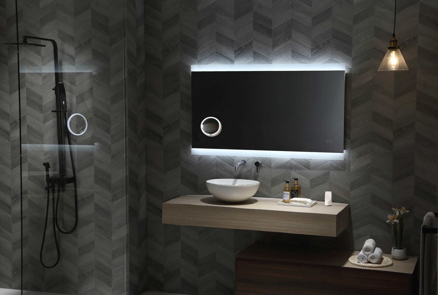 Miro LED Mirror with Demister &amp; Portable Magnifier, Size: 750mm x  900mm