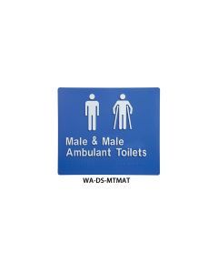 Plastic Door Sign With Braille for Male Toilet and Male Ambulant Toilet, Finish: Blue
