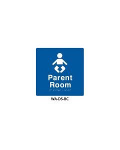 Plastic Door Sign With Braille for Baby Change/Parent Room, Finish: Blue