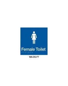 Plastic Door Sign With Braille for Female Toilet, Finish: Blue