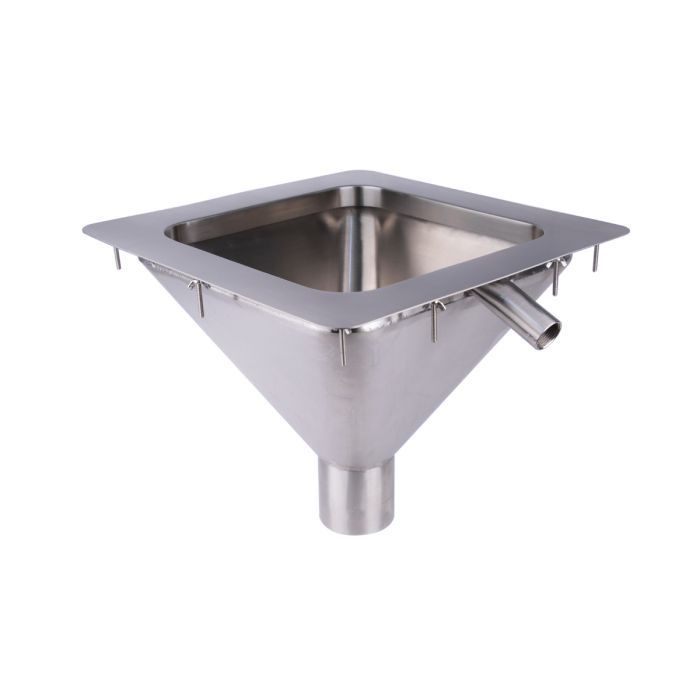 Inset Square to Conical Flushing Rim Sink. Bowl, Option: 304 Grade SS, Size: 350mm Square x 300mmH