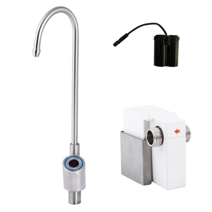 Hob Mount Sensor Operated Bottle Filler with Gooseneck Spout, Option: Battery Operated