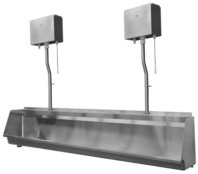 Complete 2400mm setup with 2 pullchains &amp; pipe clips, Size: 2400mm with 2 Pipes &amp; Grate