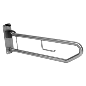 Grab Rail Toilet Drop Down with Toilet Roll Hook, Finish: Satin SS