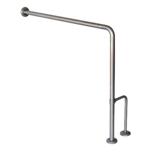 Grab Rail Toilet Wall to Floor with Outtrigger, Finish: Satin SS