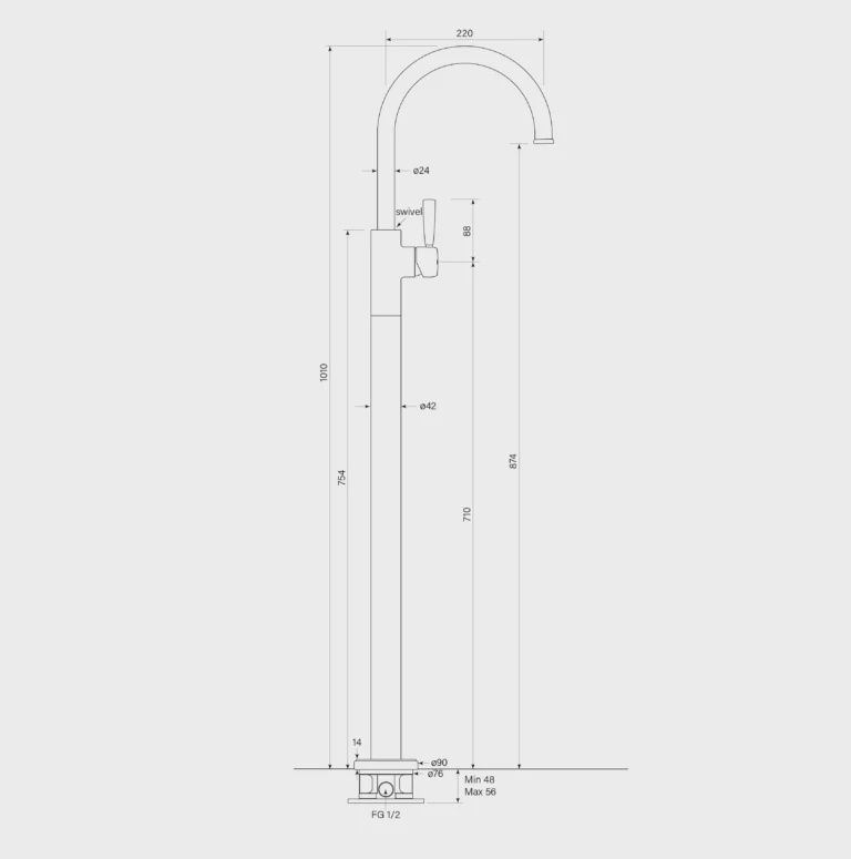 Bremont Floor Bath Mixer Curve