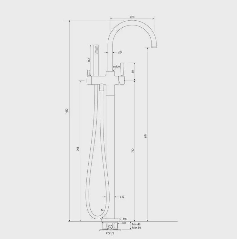 Bremont Floor Mixer Curve With Handshower - Micro