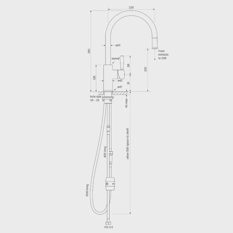 Bremont Sink Mixer - Curve Pull Out