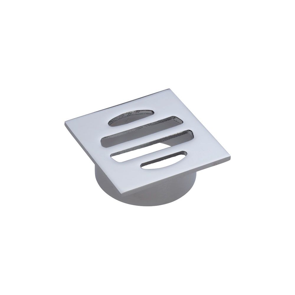 Square Floor Waste, Round Grate, Colour: Chrome, Size: 50mm