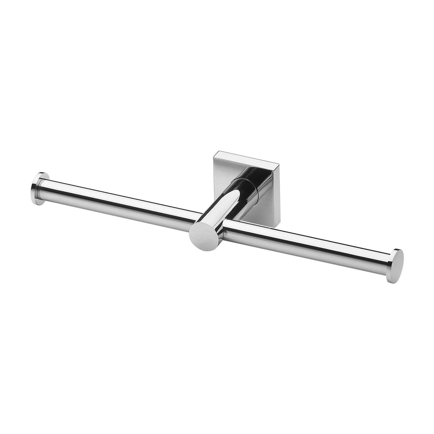 Radii Double Toilet Roll Holder Square Plate, Colour: Chrome