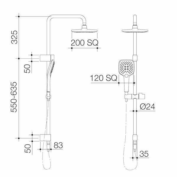 Luna Multi-Function Rail Shower With Overhead
