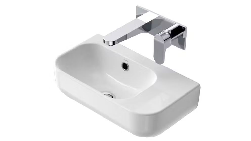 Luna Hand Wall Basin, Option: No Tap Hole