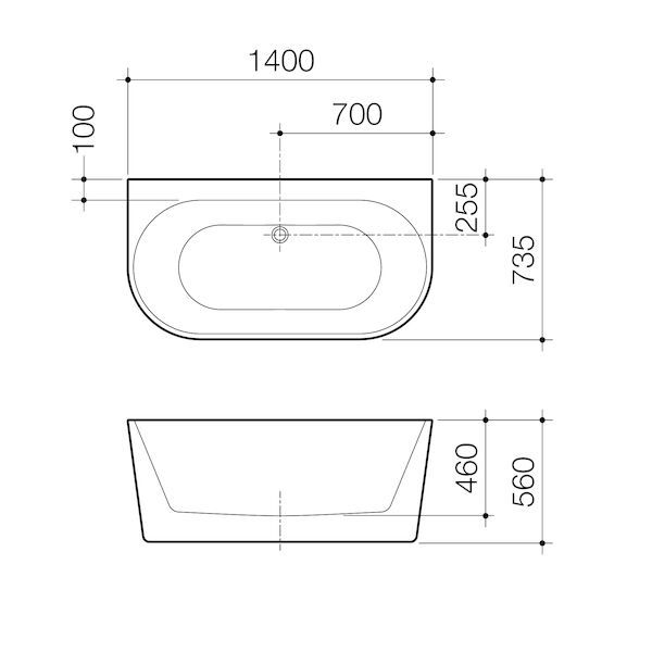 Urbane II Back To Wall Freestanding Bath