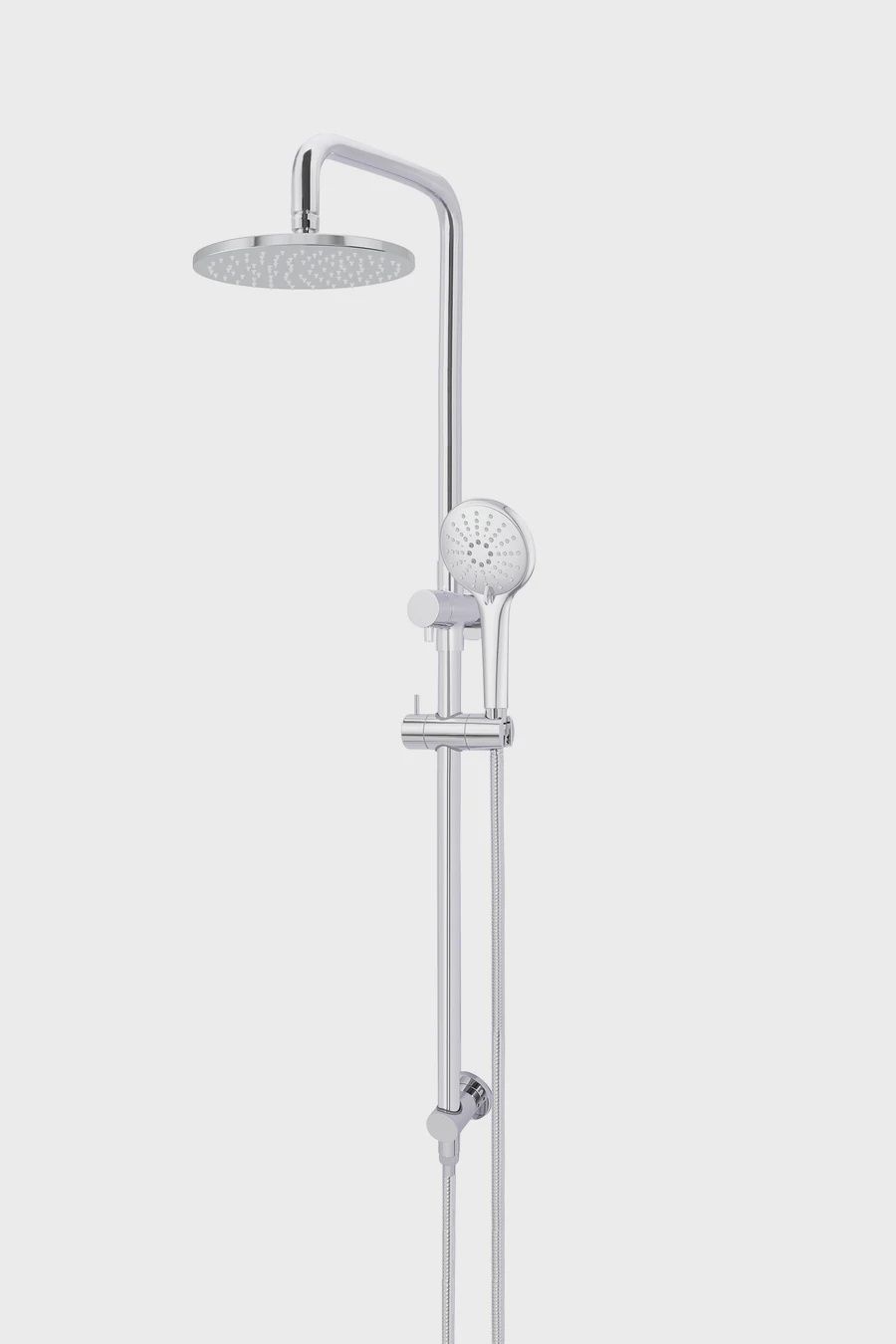 Round Combination Shower Rail, 200mm Rose, Three-Function Hand Shower, Finish: Chrome