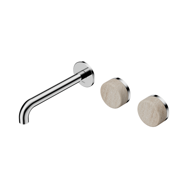 Serenity Wall Basin Set Offset Spout With Rome Travertine Handle, Finish: Chrome, Size: 160mm Spout