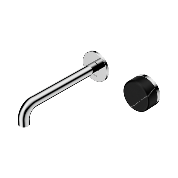 Serenity Progressive Wall Basin Mixer Spout With Marquina Black Handle, Finish: Chrome, Size: 160mm Spout