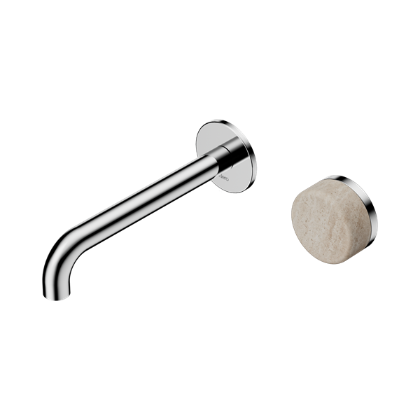 Serenity Progressive Wall Basin Mixer Spout With Rome Travertine Handle, Finish: Chrome, Size: 160mm Spout