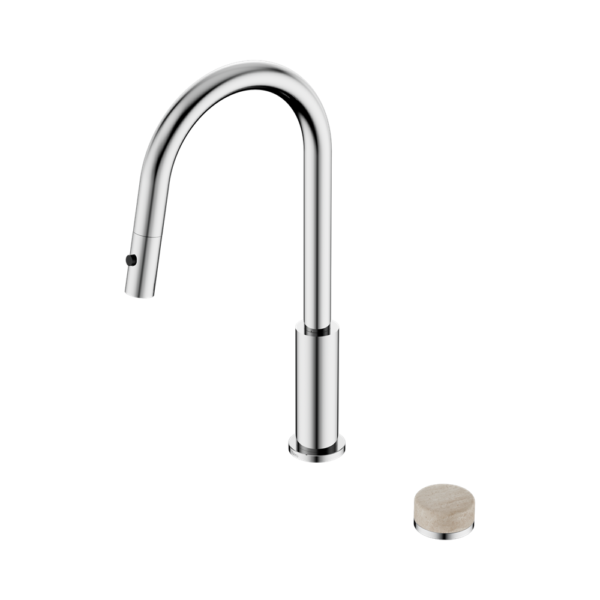 Serenity Progressive Pull Out Kitchen Set With Rome Travertine Handle, Finish: Chrome